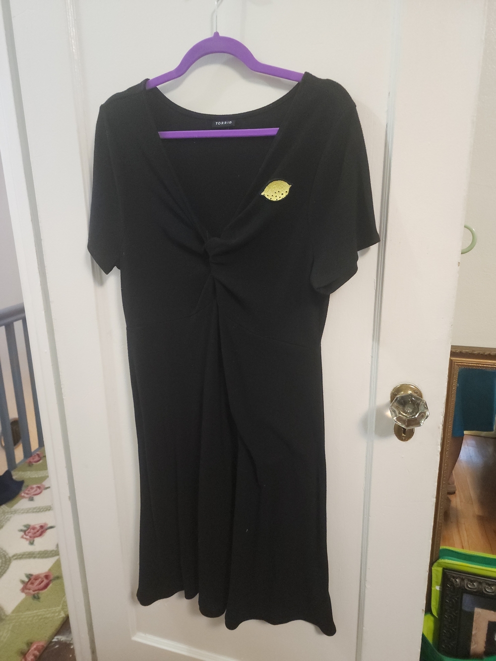 torrid Black Midi Dress with Yellow Lemon Patch
